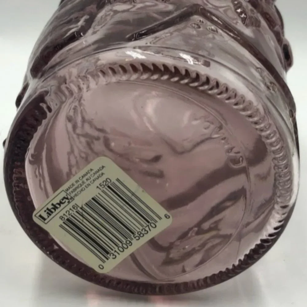 Libbey Glass Decanter Orchard Fruit Embossed Pink